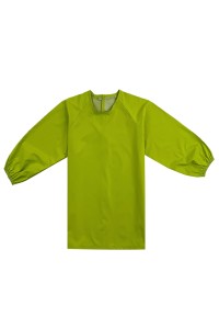 製訂綠色反穿長袖圍裙  設計橡筋袖口圓領畫畫圍裙  魔術貼  兒童圍裙中心 AP196